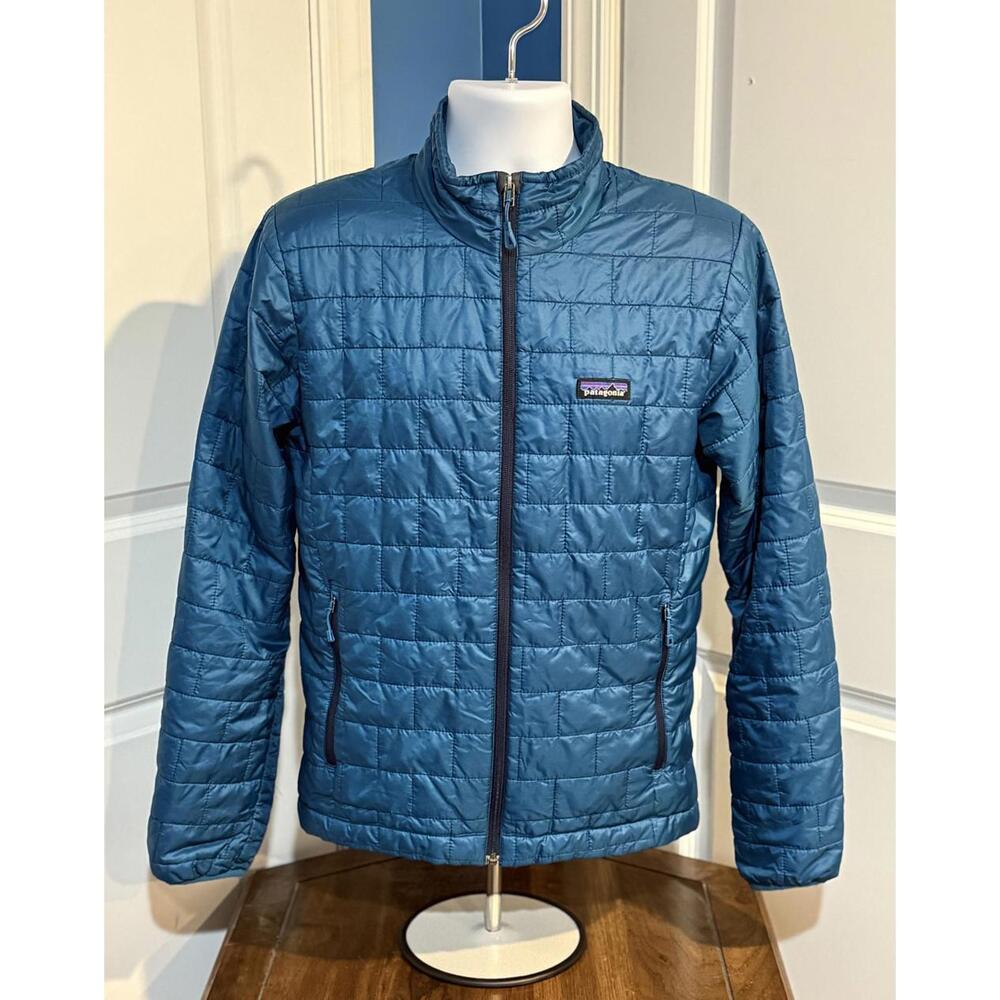 Men's Size Small Patagonia Nano Puff Insulated Full Zip Jacket Coat Abalone Blue